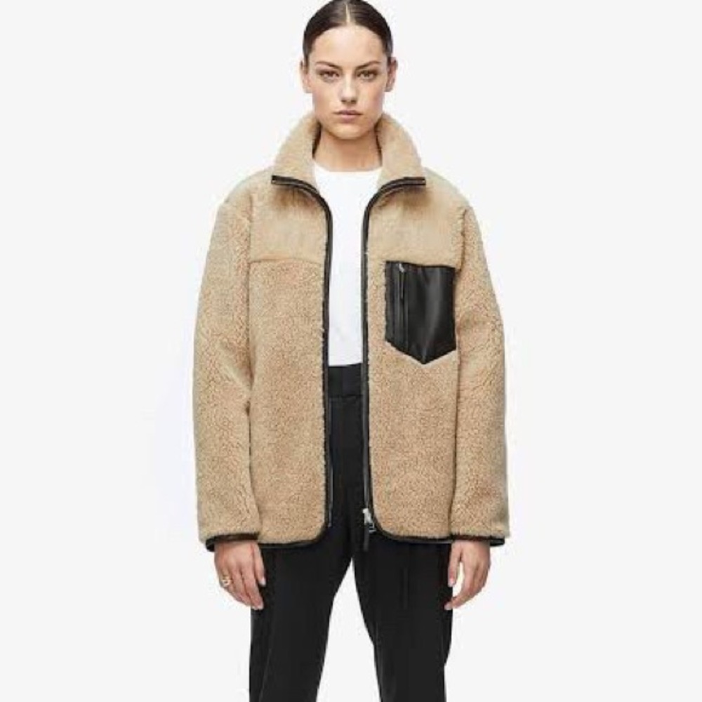 ANINE BING Faux Fur Women's Tan and Cream Jacket. Size Small